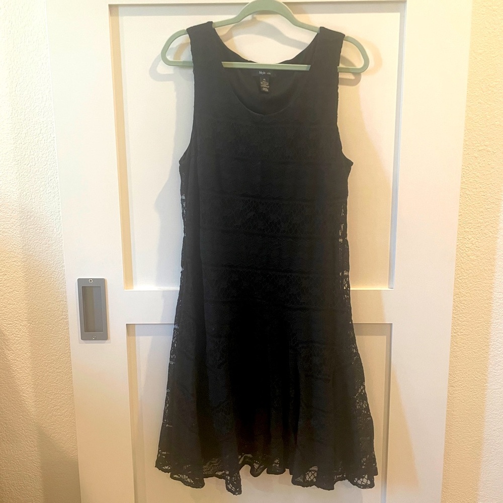 Style & Co Lace Fit And Flare Dress Black XL